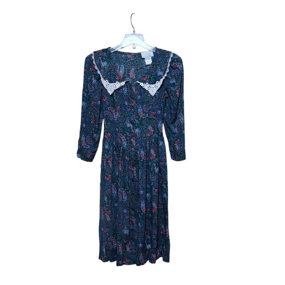 Authentic 1970s Gunne Sax Dress 5 Lace Collar Prairie Midi Coquette Heritage